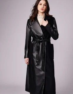 Bernardo Fashions Ceo Vegan Leather Belted Long Coat>Women Leather