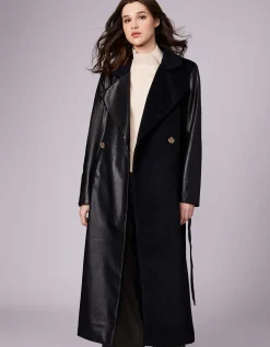 Bernardo Fashions Ceo Vegan Leather Belted Long Coat>Women Wool