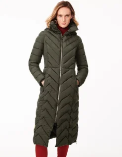 Bernardo Fashions Chevron City Long Puffer Coat>Women Long Coats