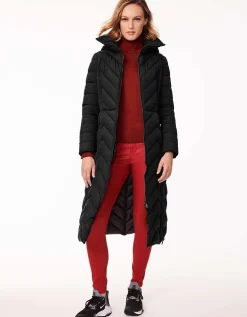 Bernardo Fashions Chevron City Long Puffer Coat>Women Heavy Winter Coats