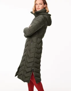 Bernardo Fashions Chevron City Long Puffer Coat>Women Heavy Winter Coats
