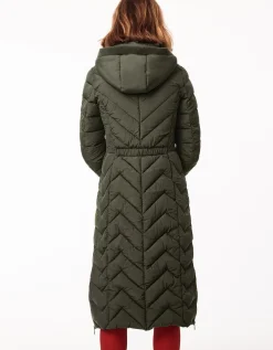 Bernardo Fashions Chevron City Long Puffer Coat>Women Heavy Winter Coats