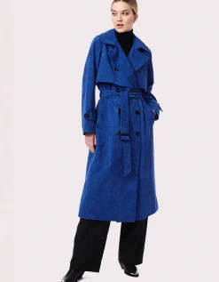 Bernardo Fashions Corduroy Long Belted Trench Coat>Women Rain Or Shine