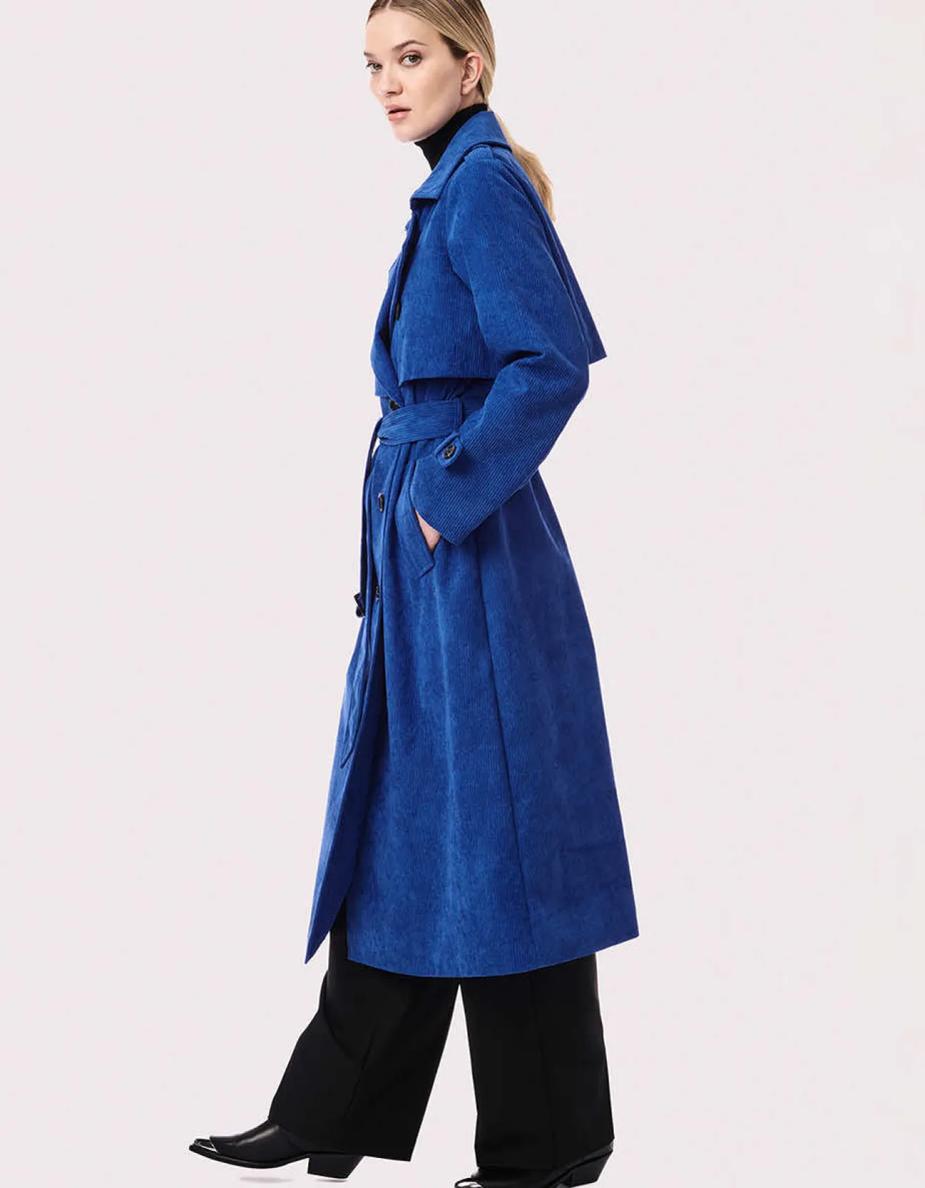 Bernardo Fashions Corduroy Long Belted Trench Coat>Women Rain Or Shine