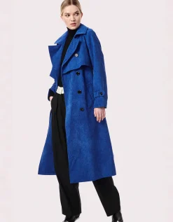 Bernardo Fashions Corduroy Long Belted Trench Coat>Women Rain Or Shine