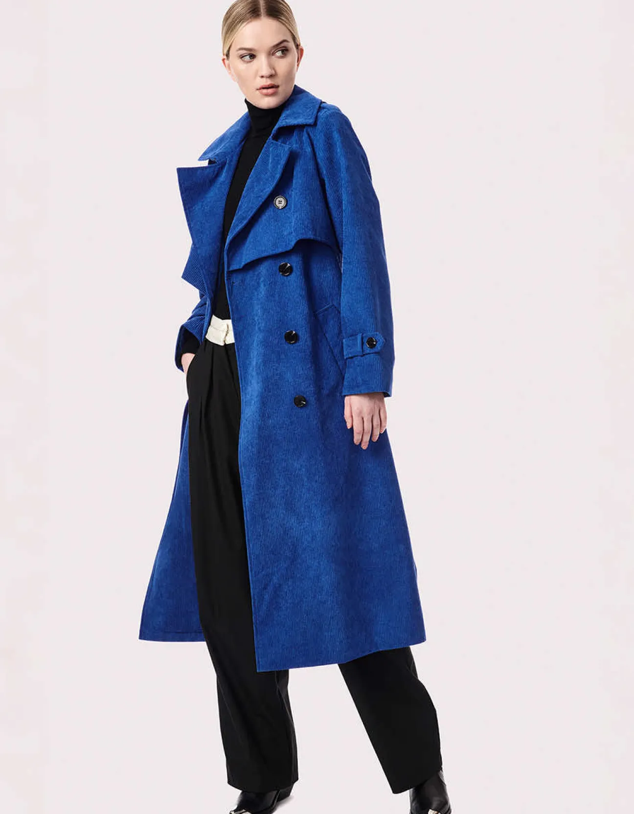 Bernardo Fashions Corduroy Long Belted Trench Coat>Women Rain Or Shine
