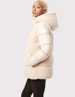 Bernardo Fashions Cozy Combo Vegan Fur Puffer Jacket>Women Jackets