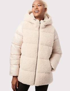 Bernardo Fashions Cozy Combo Vegan Fur Puffer Jacket>Women Vegan Fur