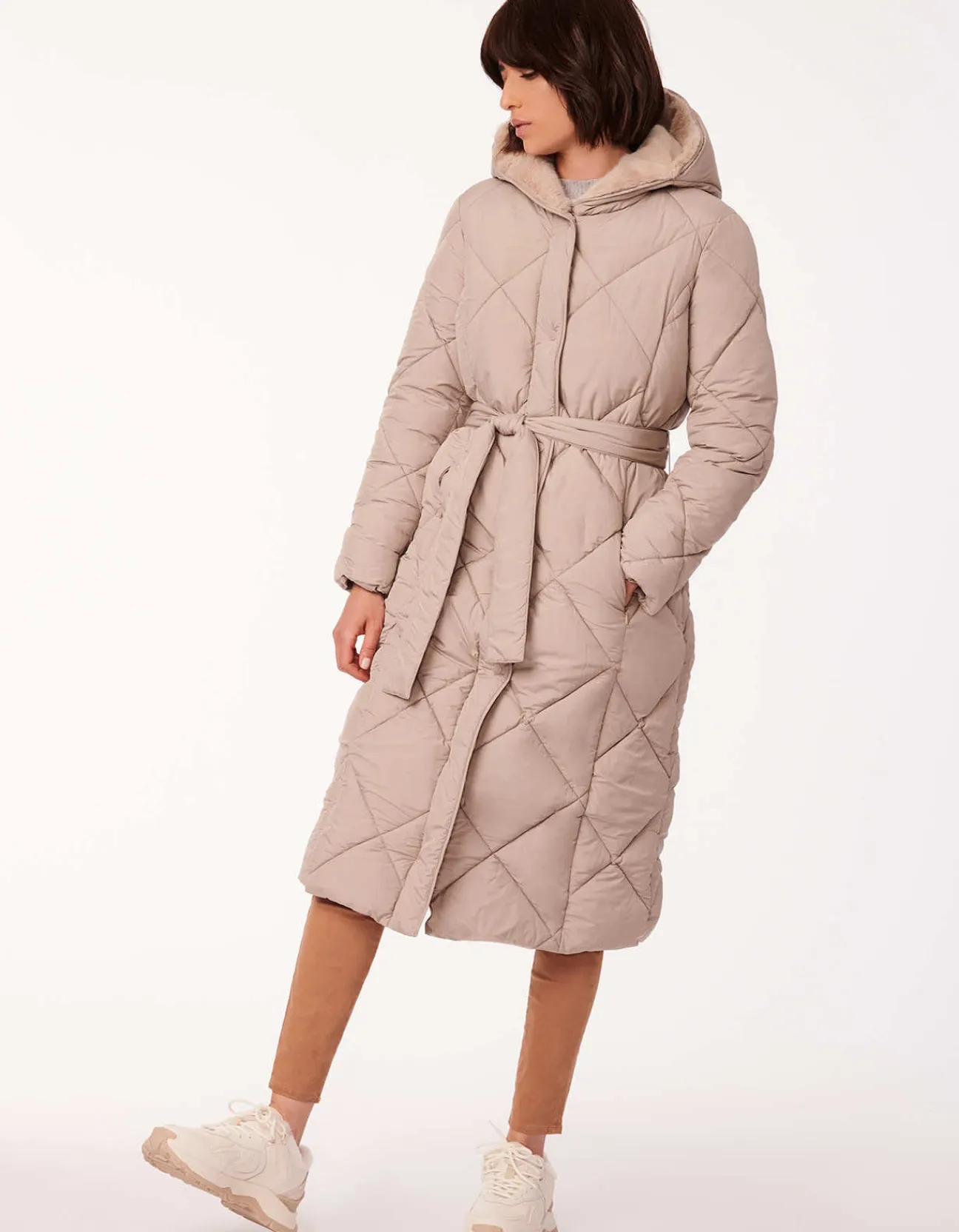 Bernardo Fashions Diamond District Long Belted Puffer Coat>Women Long Coats