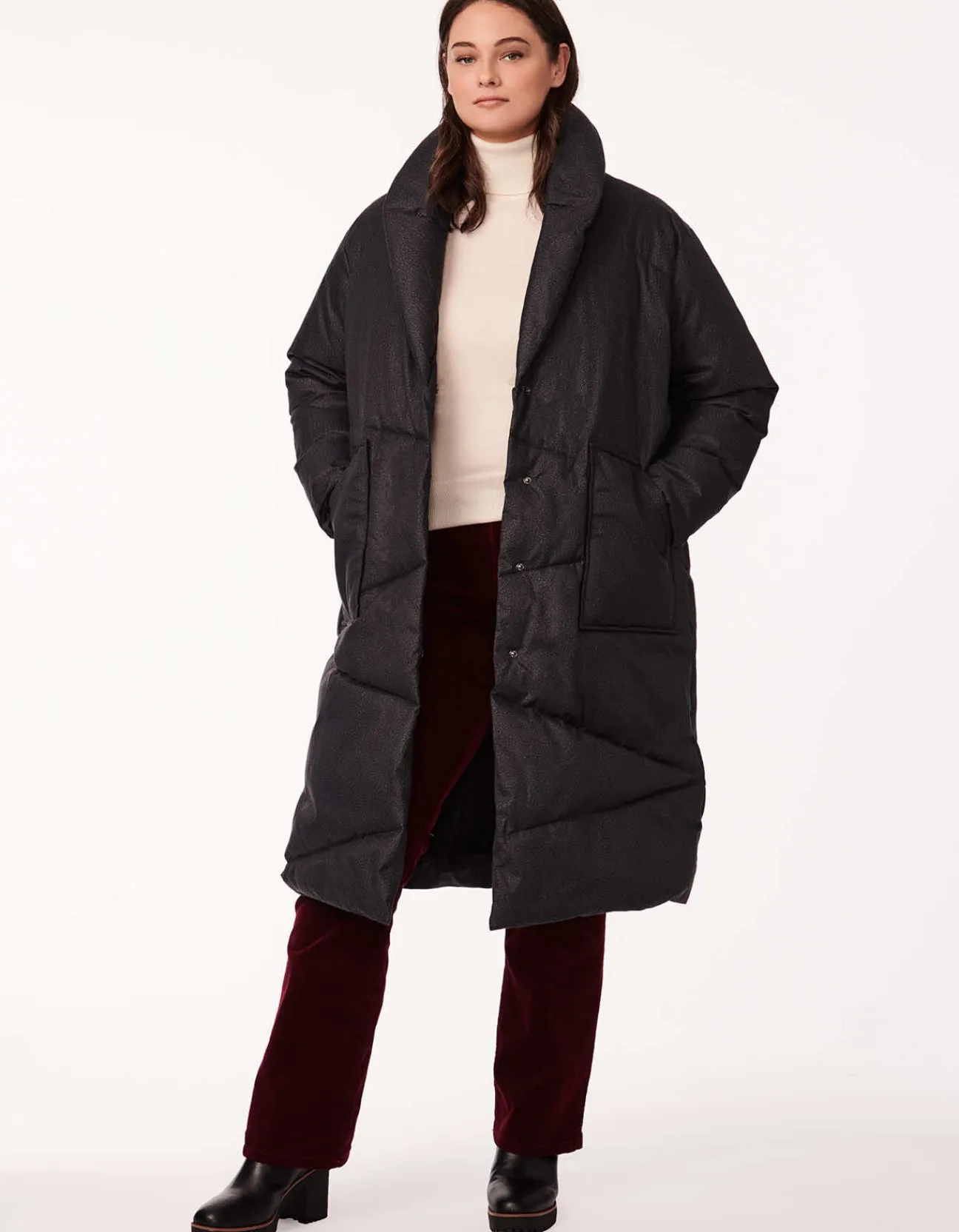 Bernardo Fashions District Drama Long Belted Puffer Coat - Curve>Women Long Coats