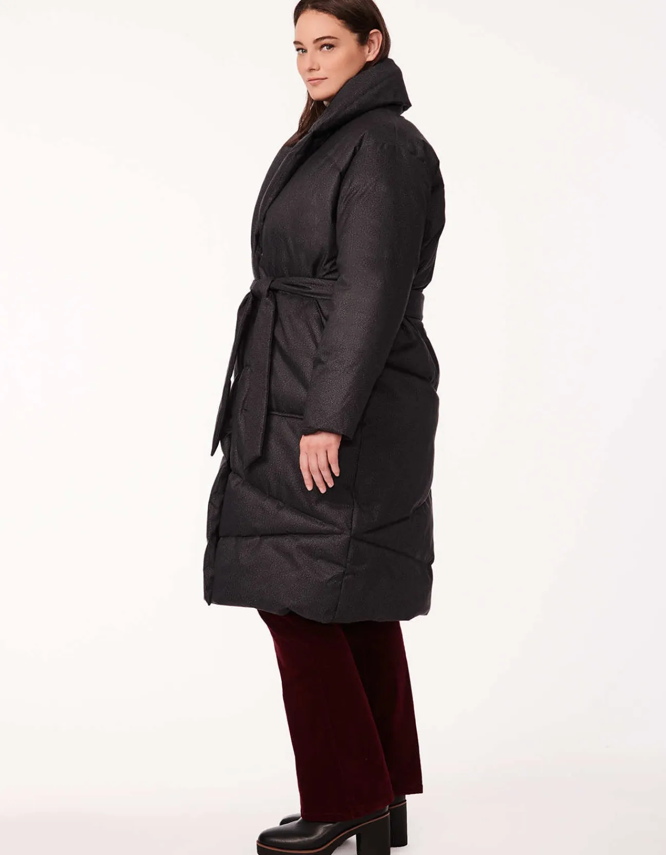 Bernardo Fashions District Drama Long Belted Puffer Coat - Curve>Women Long Coats