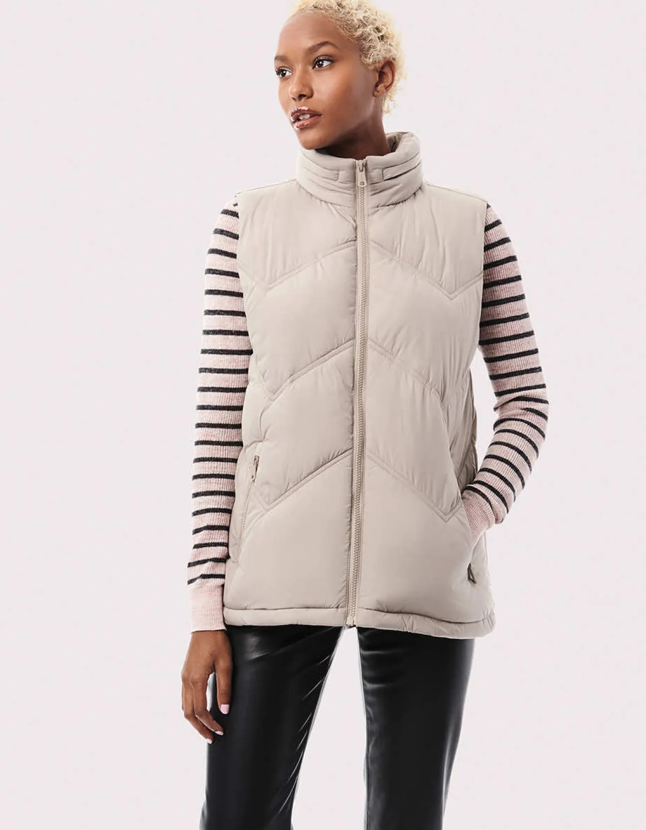 Bernardo Fashions Easy Chevron Puffer Vest>Women Vests