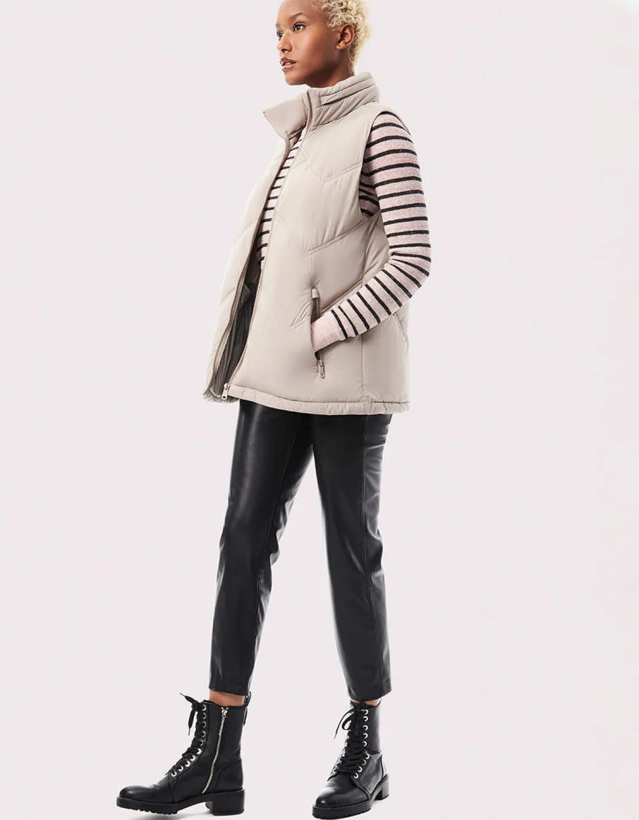 Bernardo Fashions Easy Chevron Puffer Vest>Women Vests