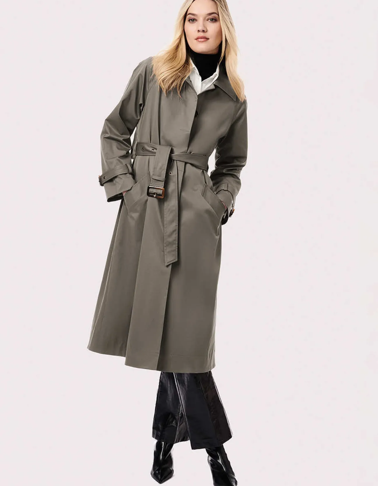 Bernardo Fashions Getaway Belted Long Rain Coat>Women Rain Or Shine