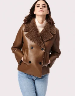 Bernardo Fashions In The Mix Vegan Leather-Fur Jacket>Women Leather