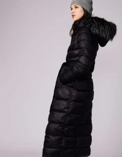 Bernardo Fashions Jetsetter Vegan Fur Trim Long Puffer Coat>Women Long Coats