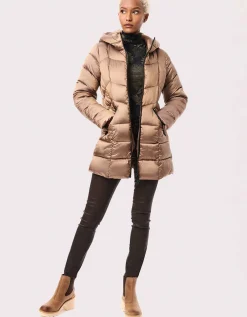 Bernardo Fashions Metallic Fab Funnel Quilted Puffer Jacket>Women Jackets