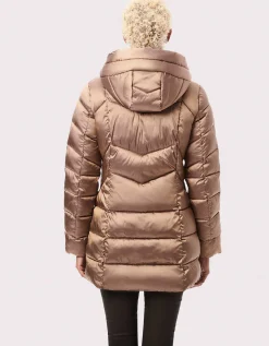 Bernardo Fashions Metallic Fab Funnel Quilted Puffer Jacket>Women Jackets