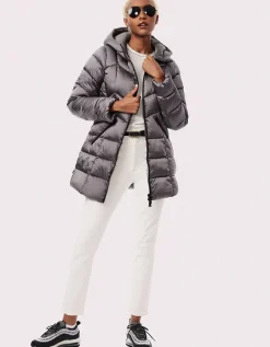 Bernardo Fashions Metallic Fab Funnel Quilted Puffer Jacket>Women Jackets