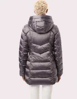 Bernardo Fashions Metallic Fab Funnel Quilted Puffer Jacket>Women Jackets