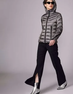 Bernardo Fashions Metallic Zip Around Funnel Puffer>Women Jackets