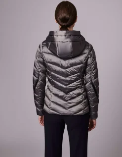 Bernardo Fashions Metallic Zip Around Funnel Puffer>Women Jackets