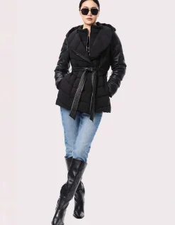 Bernardo Fashions Modern Mixer Vegan Leather Puffer Jacket>Women Jackets