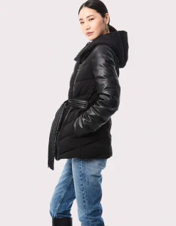 Bernardo Fashions Modern Mixer Vegan Leather Puffer Jacket>Women Jackets