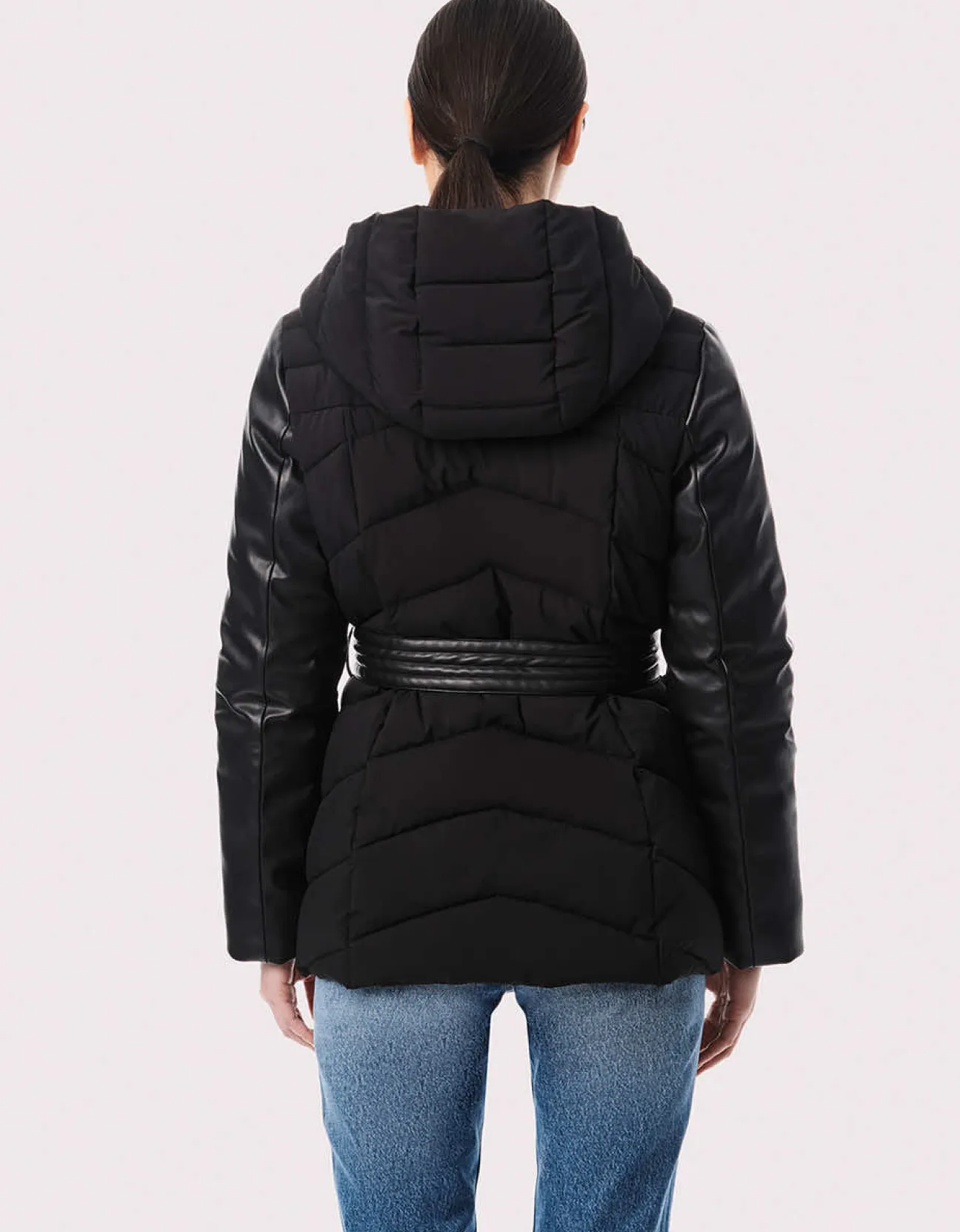 Bernardo Fashions Modern Mixer Vegan Leather Puffer Jacket>Women Jackets