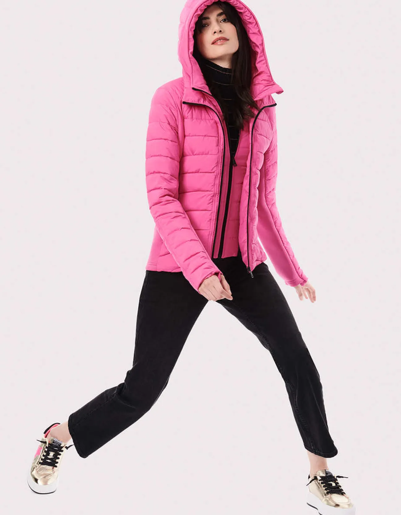 Bernardo Fashions Neo Active Double Up Hooded Puffer>Women Jackets