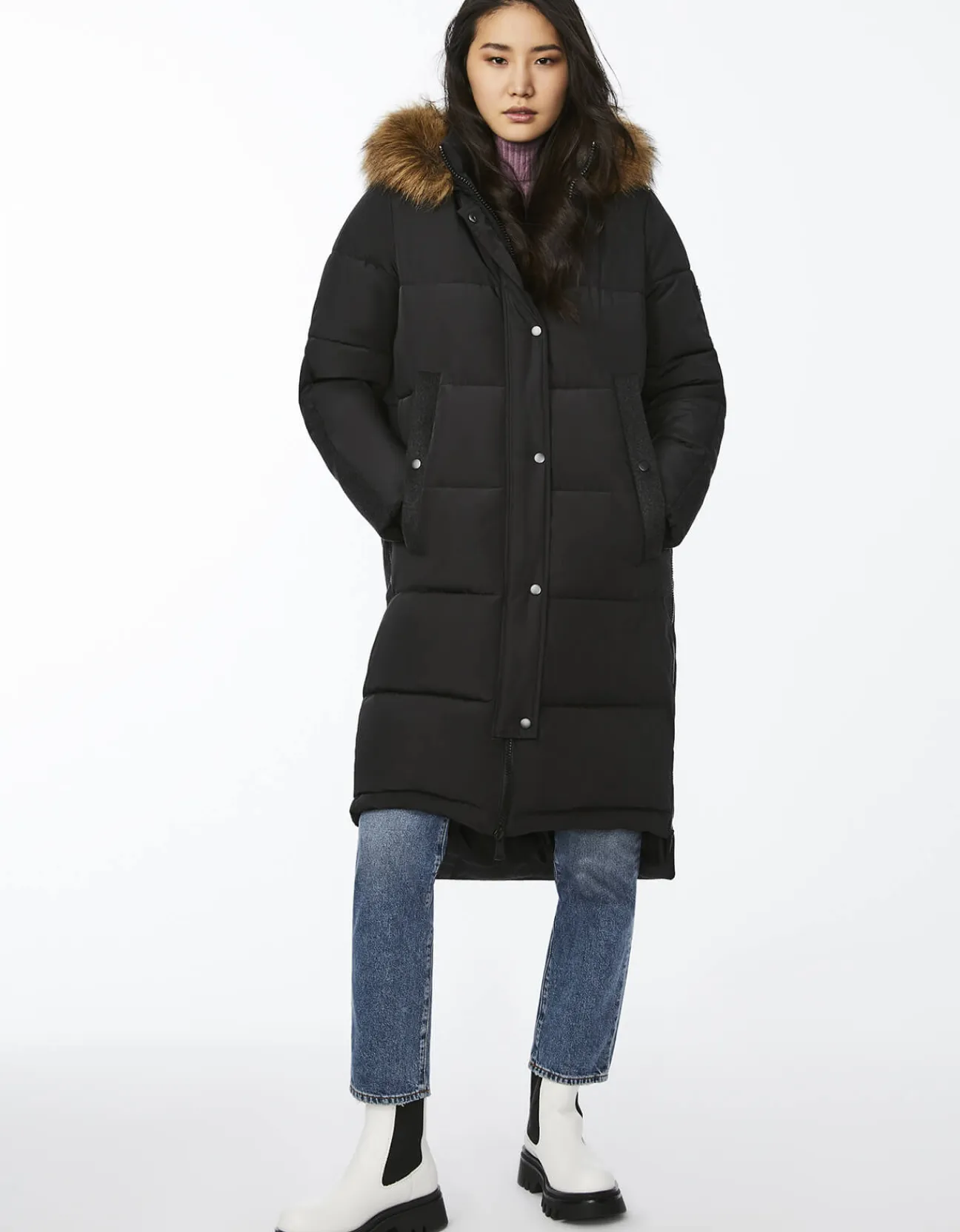 Bernardo Fashions Outdoorsy Wool Combo Puffer Coat>Women Long Coats