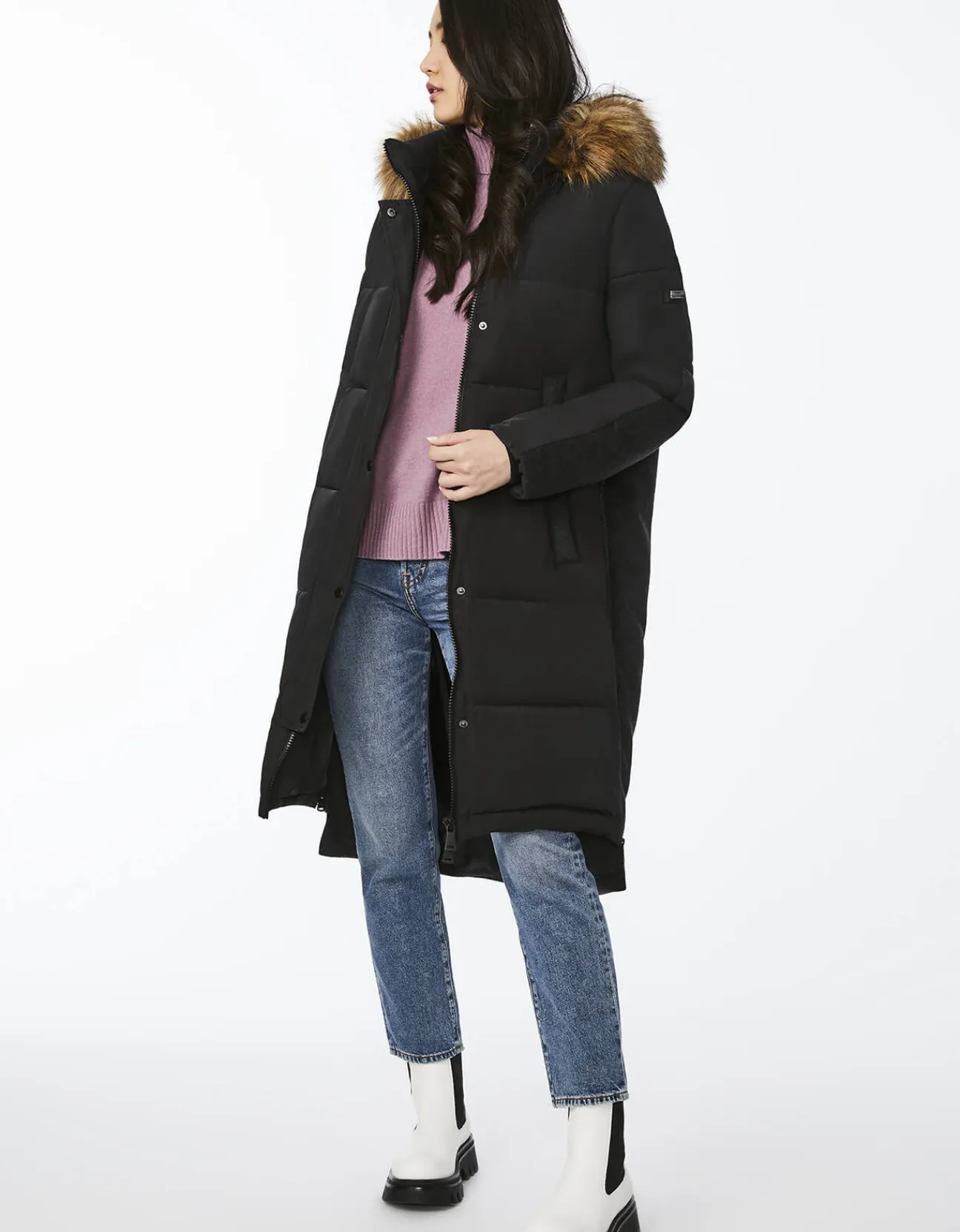 Bernardo Fashions Outdoorsy Wool Combo Puffer Coat>Women Long Coats