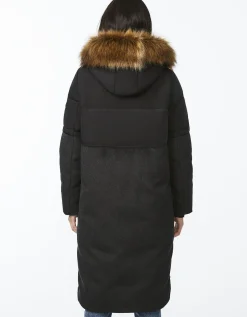 Bernardo Fashions Outdoorsy Wool Combo Puffer Coat>Women Long Coats