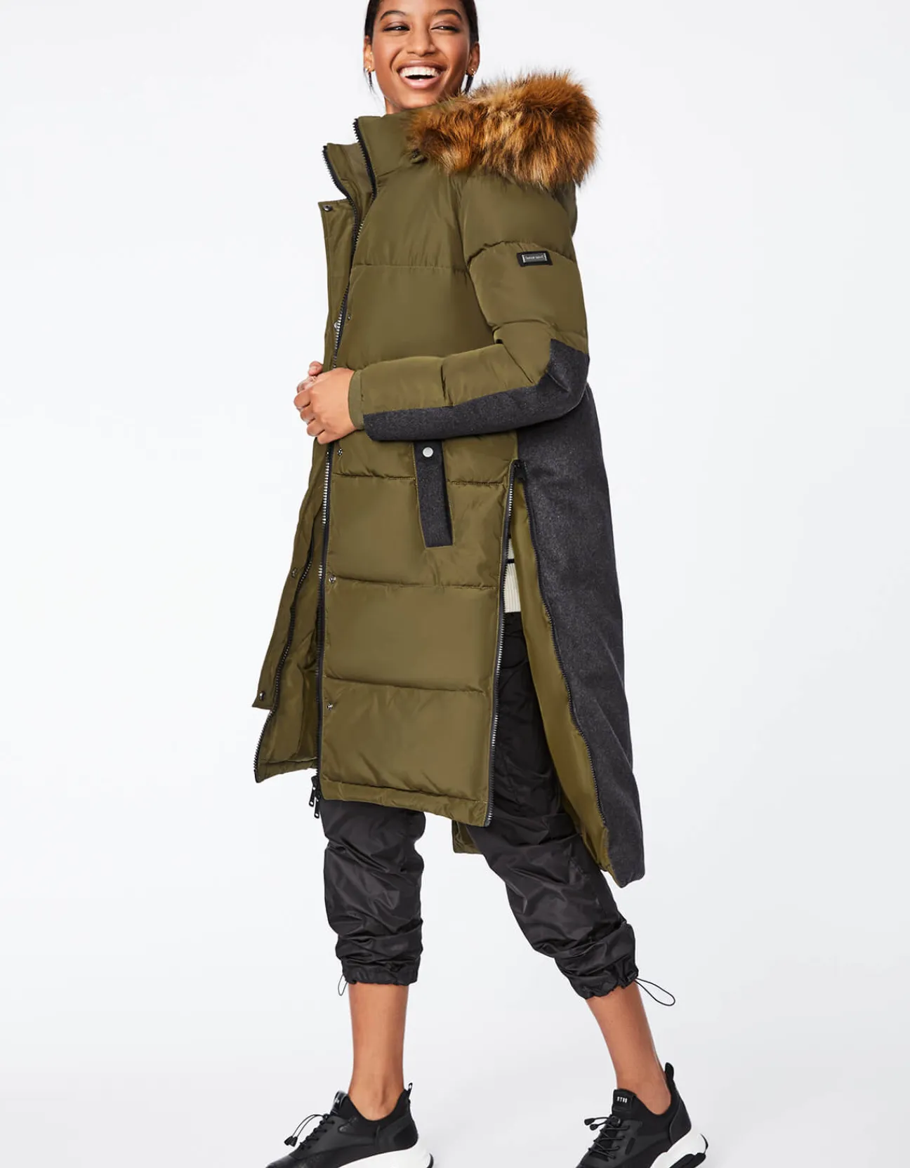 Bernardo Fashions Outdoorsy Wool Combo Puffer Coat>Women Long Coats