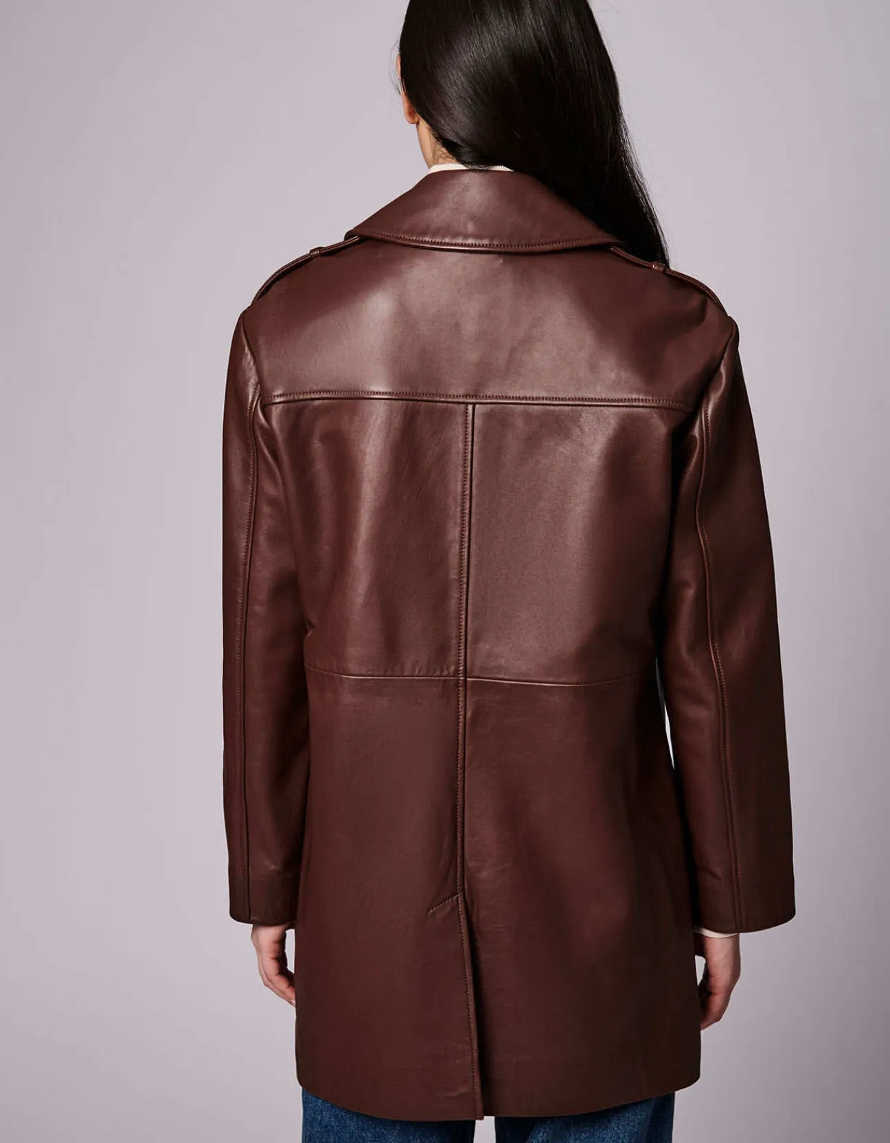 Bernardo Fashions Retro Genuine Leather Double Breasted Jacket>Women Leather