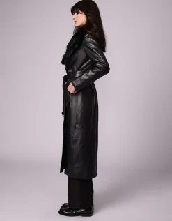 Bernardo Fashions Rsvp Leather Faux Fur Long Coat>Women Leather