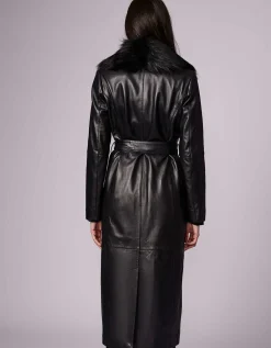 Bernardo Fashions Rsvp Leather Faux Fur Long Coat>Women Leather