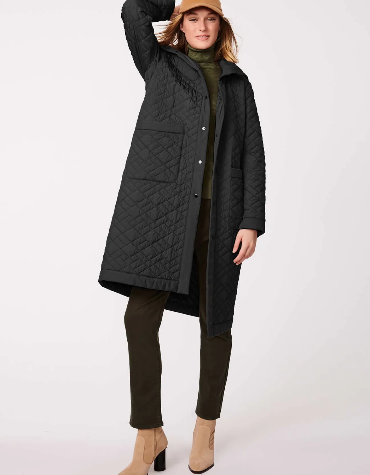 Bernardo Fashions Snappy Moves Long Quilted Puffer Coat>Women Long Coats