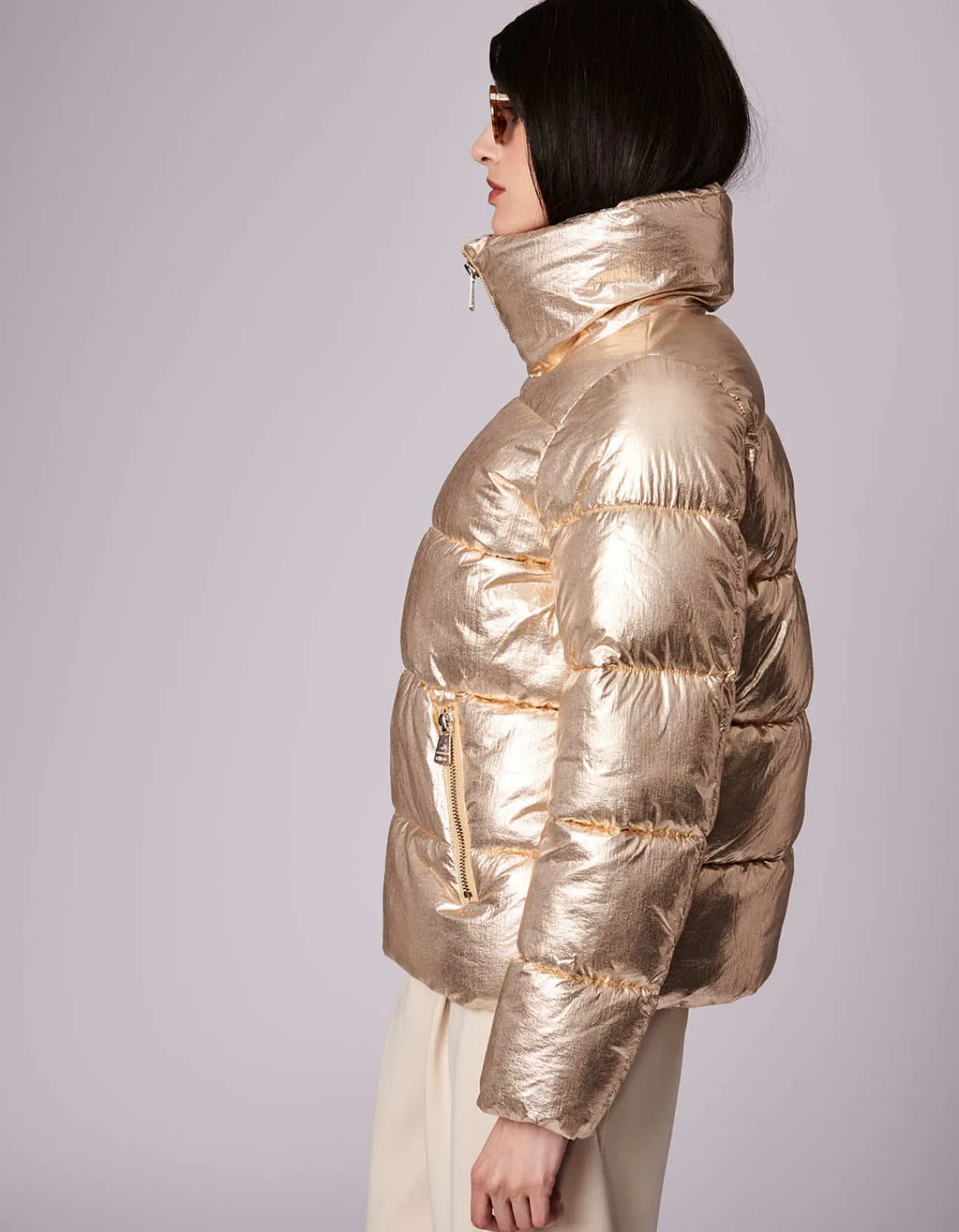 Bernardo Fashions Super Glam Funnel Puffer Jacket>Women Jackets