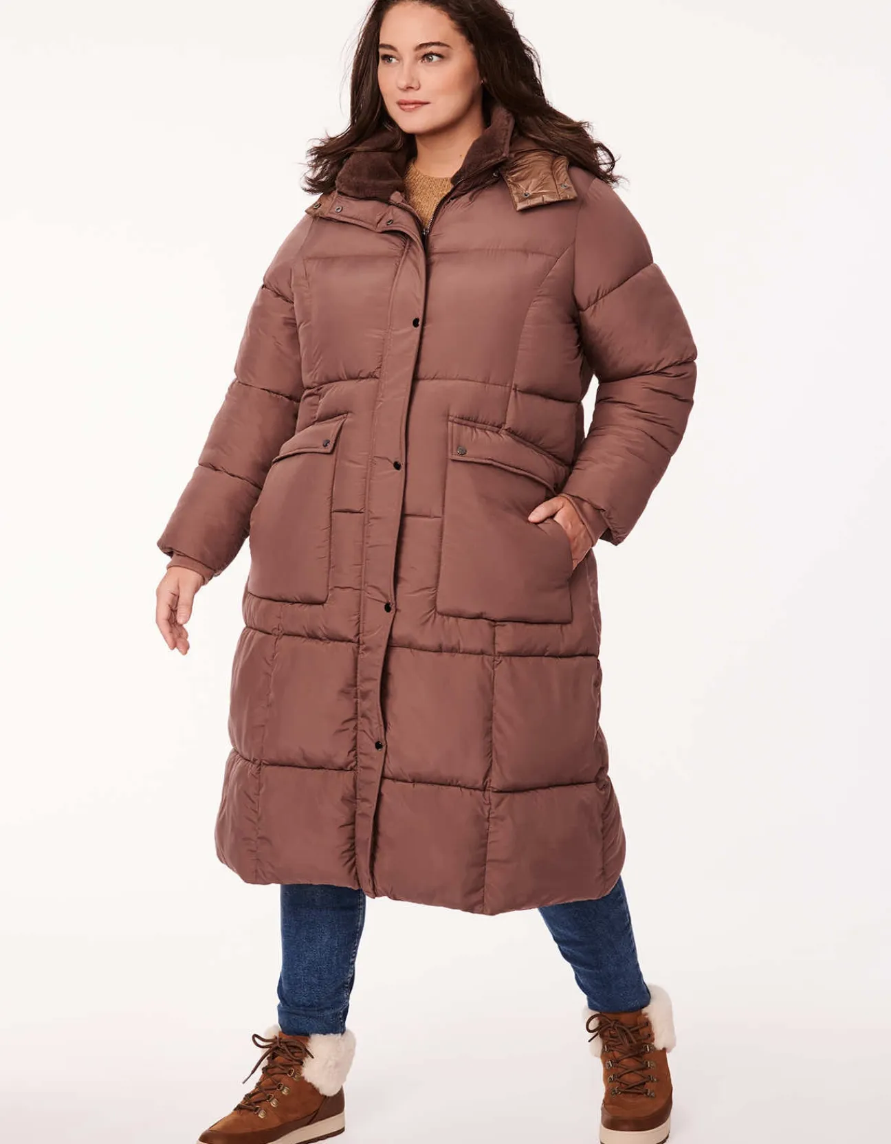 Bernardo Fashions Town Square Long Winter Puffer Coat - Curve>Women Heavy Winter Coats