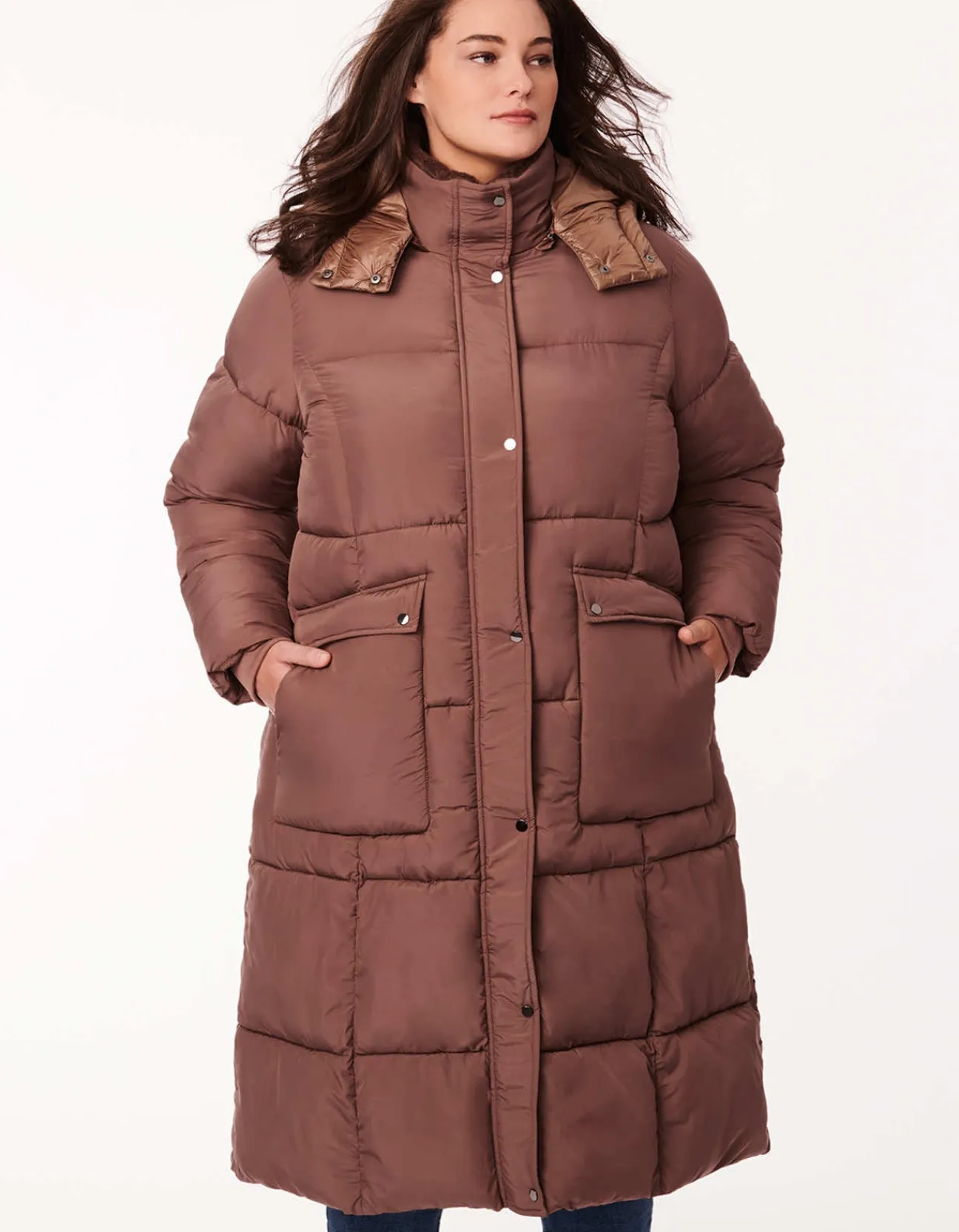 Bernardo Fashions Town Square Long Winter Puffer Coat - Curve>Women Long Coats